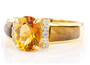 front view of madeira citrine tigers eye and white zircon ring in 18k yellow gold over sterling silver