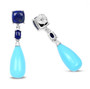 back view of turquoise and lapis lazuli drop earrings in rhodium over sterling silver