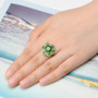 chrome diopside halo custer ring in rhodium over sterling silver