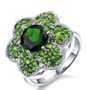 chrome diopside halo custer ring in rhodium over sterling silver