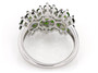 back view of chrome diopside cluster band ring in black and white rhodium over sterling silver