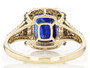 back view of kyanite brown and white diamond ring in 14k yellow gold
