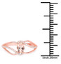 morganite and diamond openwork ring in solid 14k rose gold shown for size comparison