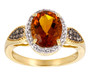 front view of madeira citrine brown diamond and white zircon ring in 18k yellow gold over sterling silver
