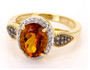 citrine brown diamond and white zircon halo ring in 18k yellow gold over sterling silver angle