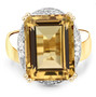 front view of champagne quartz and white topaz ring in 14k yellow gold over sterling silver