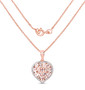 morganite and pink chalcedony reversible heart shaped cluster pendant necklace in 14k rose gold over sterling silver