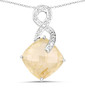 rutilated quartz and diamond accent pendant necklace in rhodium over sterling silver
