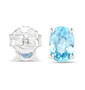 back view of blue zircon 7x5mm oval stud earrings in rhodium over sterling silver