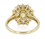 back view of yellow sapphire and zircon cluster ring in 10k yellow gold