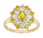 yellow sapphire and zircon cluster ring in 10k yellow gold