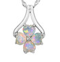 ethiopian opal heart cluster pendant necklace in rhodium over sterling silver