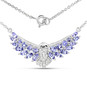 tanzanite and white zircon eagle necklace in rhodium over sterling silver
