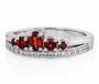 front view of garnet and white zircon ring in rhodium over sterling silver