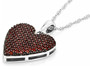 side view of heart garnet cluster pendant necklace in rhodium over sterling silver