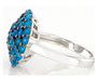 side view of neon apatite cluster ring in black and white rhodium over sterling silver
