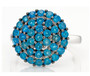 front view of neon apatite cluster ring in black and white rhodium over sterling silver