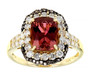pink tourmaline brown diamond and white diamond ring in 14k yellow gold