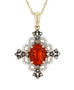 fire opal brown and white diamond pendant necklace in 14k yellow gold