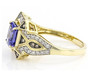 side view of tanzanite brown and white diamond ring in 14k yellow gold