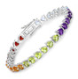 multi gemstone heart tennis bracelet in rhodium over sterling silver