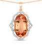 morganite and diamond halo 14k rose gold pendant necklace front
