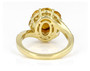 back view of amber citrine and zircon halo bypass ring in 18k yellow gold over sterling silver
