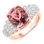 pink tourmaline and diamond ring in solid 14k rose gold