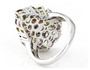 back view of multi tourmaline cluster ring in rhodium over sterling silver