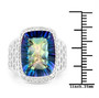 mystic quartz and white topaz halo ring in rhodium over sterling silver shown for size comparison