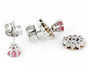 back view of pink tourmaline and multi color tourmaline stud earring and jacket set in rhodium over sterling silver