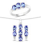 tanzanite and white topaz three piece jewelry set in rhodium over sterling silver
