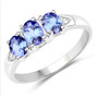 full view of tanzanite and white topaz three piece jewelry set in rhodium over sterling silver