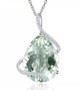 prasiolite and white zircon pendant necklace in rhodium over sterling silver