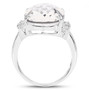 side view of crystal quartz and white topaz ring in rhodium over sterling silver