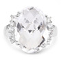 front view of crystal quartz and white topaz ring in rhodium over sterling silver