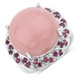 pink opal and rhodolite garnet halo cocktail ring in rhodium over sterling silver