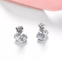 aquamarine and white zircon halo earrings in rhodium over sterling silver