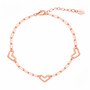 heart link paperclip bracelet in 18k rose gold over 925 sterling silver