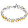 garnet and white zircon halo adjustable bracelet in rhodium over sterling silver