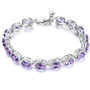 garnet and white zircon halo adjustable bracelet in rhodium over sterling silver