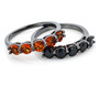 front view of madeira citrine and black spinel two ring set in black rhodium over sterling silver