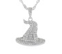 witch hat lab sapphire pendant necklace in rhodium over sterling silver