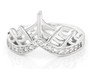 front view of spider web lab white sapphire chevron stackable ring in rhodium over sterling silver