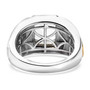 full view of prasiolite and moissanite emerald cut mens solitaire ring in tri tone 14k gold over sterling silver
