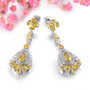 citrine and white zircon fancy dangle earrings in rhodium over sterling silver angle