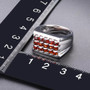 mens garnet cluster ring in rhodium over sterling silver