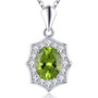 oval aquamarine and white zircon halo pendant necklace in rhodium over sterling silver