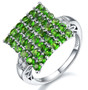 chrome diopside and white zircon ring in rhodium over sterling silver