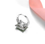 chrome diopside and white zircon ring in rhodium over sterling silver